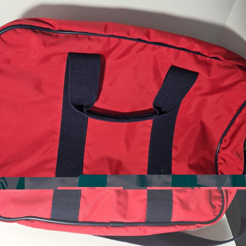 VTG Lands End Lighthouse Shoulder Bag Travel Suitcase Red Navy Blue Made in USA - Picture 5 of 14